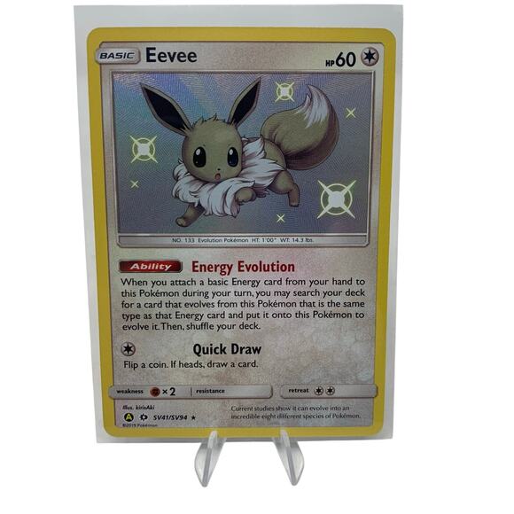 Pokemon Eevee 2019 Hidden Fates Shiny Holo SV41 / SV94 - Picture 1 of 2